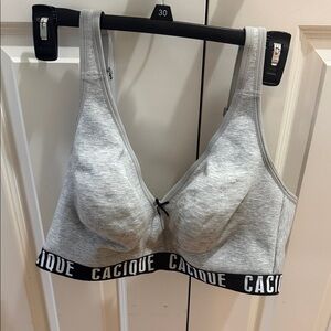 Cacique Light Gray Wireless Everyday Bra with Branded Band